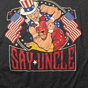 Grunt Style Say Uncle Graphic Tee - Dark Gray with Red, Blue & Yellow